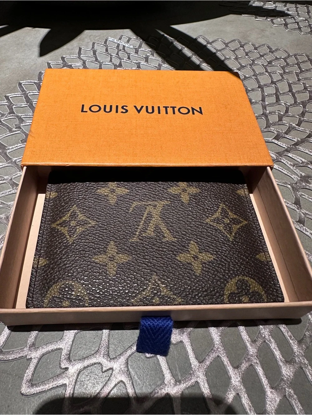 Louis Vuitton Monogram Logo Leather ID/Document Holder, Brown Unisex
